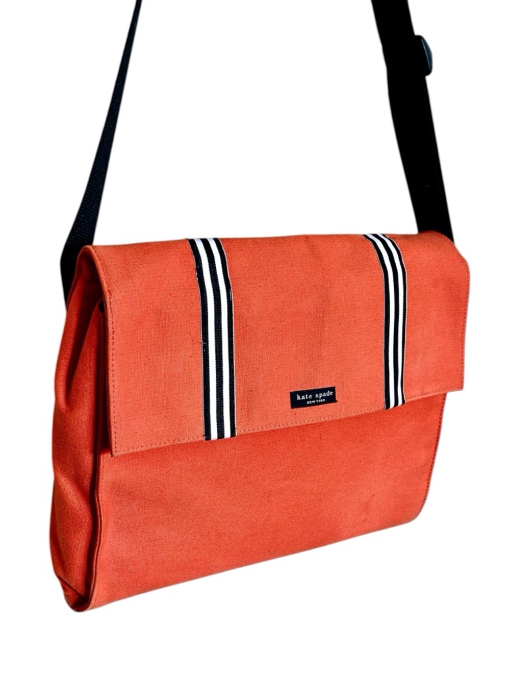 Kate Spade Orange Canvas Messenger/ Laptop Bag Unisex - Picture 4 of 10